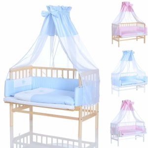 Beistellbett textiler Ausstattung blau punkten Höhenverstellbar Komplett-Bett